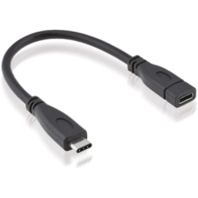 Kabel USB-C , (M/F), 20V/5A, 0.15m, crni